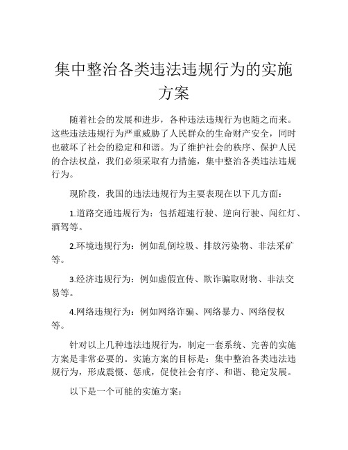 集中整治各类违法违规行为的实施方案