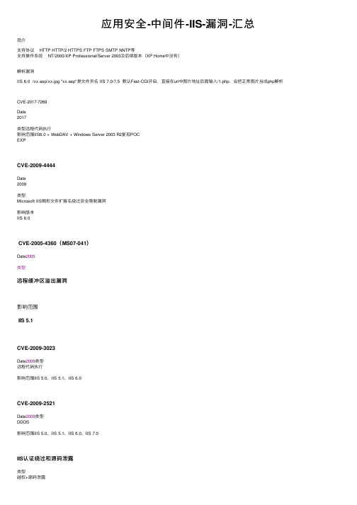 应用安全-中间件-IIS-漏洞-汇总