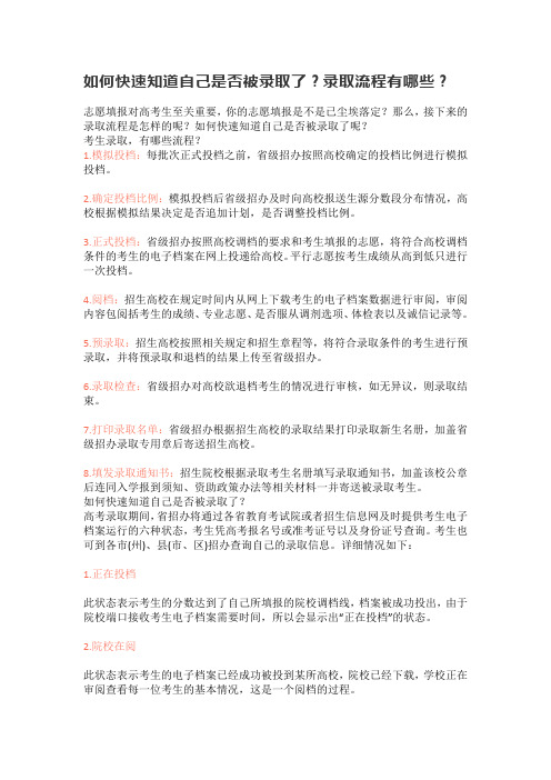 如何快速知道自己是否被录取了?录取流程有哪些?