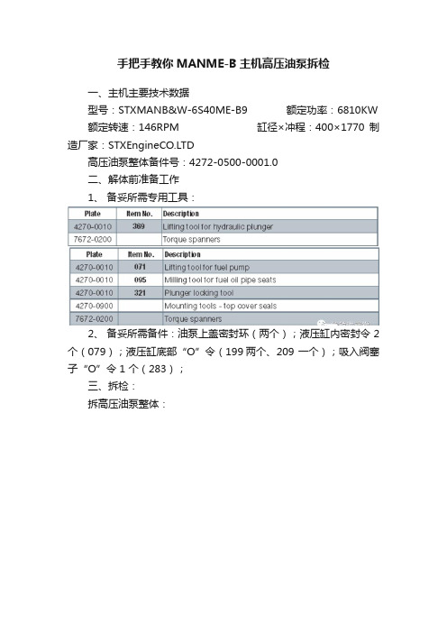 手把手教你MANME-B主机高压油泵拆检