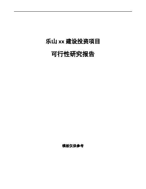 乐山项目可行性研究报告参考通用模板