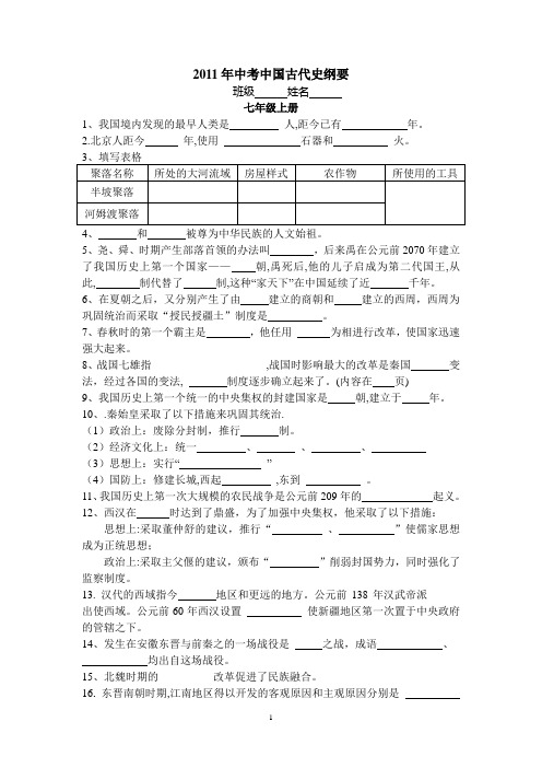 2011年中国古代史纲要