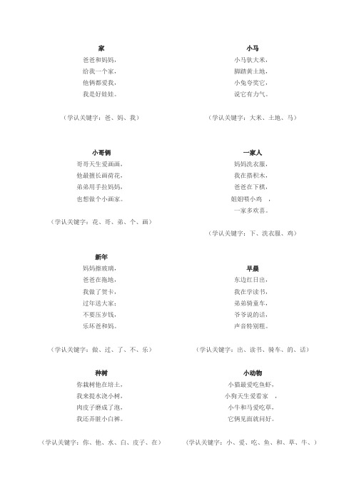 一年级 识字歌(拼音部分)