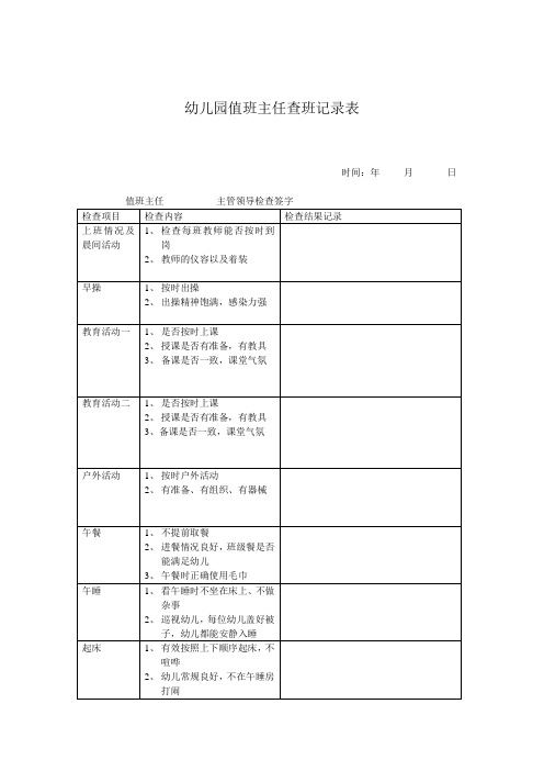 值班主任查班记录表