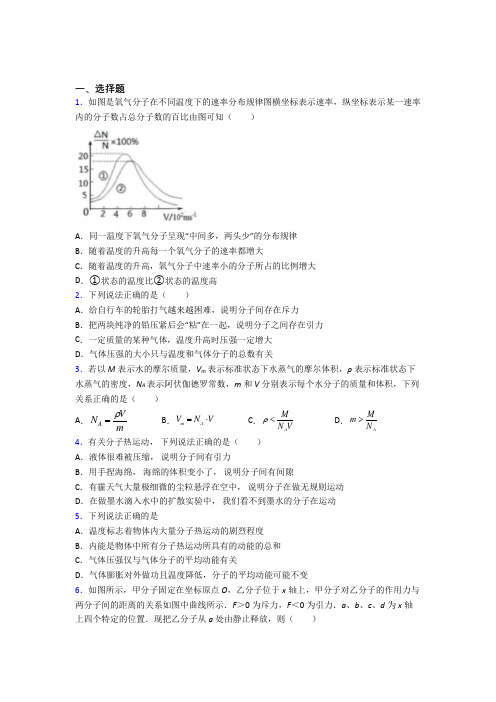 人教版初中高中物理选修三第一章《分子动理论》经典练习(含答案解析)(2)