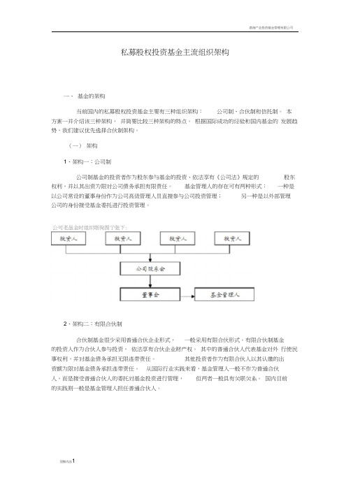 私募股权投资基金主流组织架构