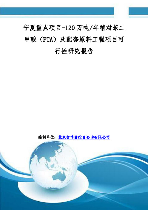 宁夏重点项目-120万吨每年精对苯二甲酸(PTA)及配套原料工程施工项目可行性研究报告