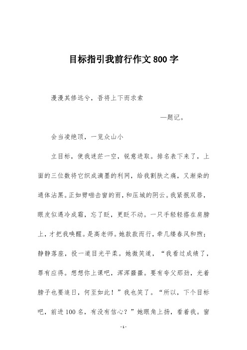 目标指引我前行作文800字