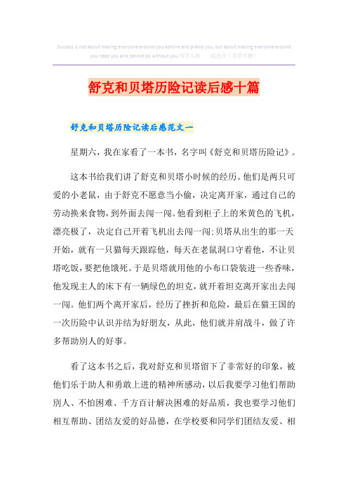 舒克和贝塔历险记读后感十篇