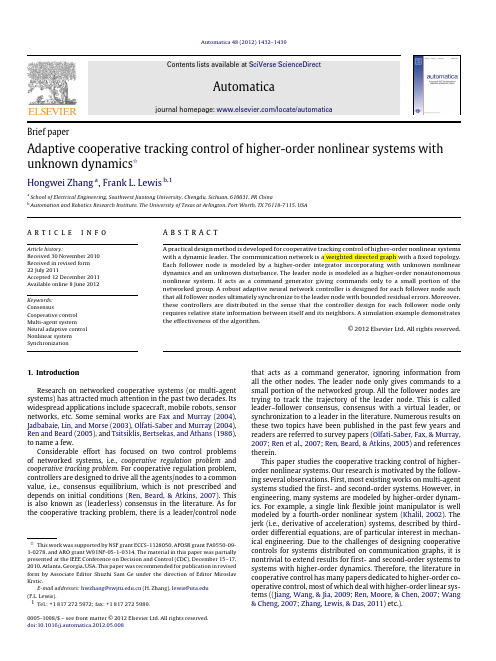 Adaptive cooperative tracking control of higher-order nonlinear systems with