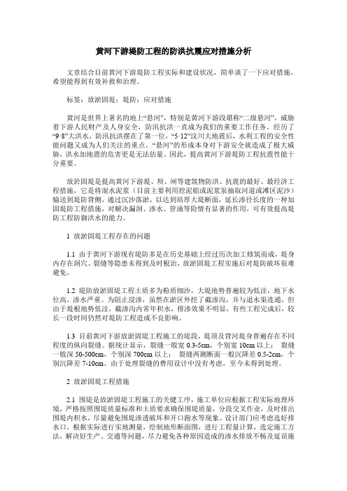 黄河下游堤防工程的防洪抗震应对措施分析