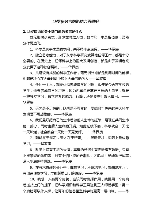 华罗庚名言数形结合百般好