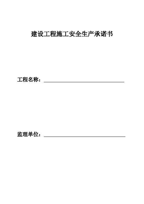 监理单位施工现场安全生产承诺书