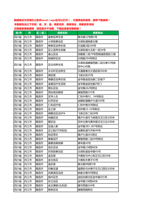 2020新版四川省内江市隆昌市足疗工商企业公司商家名录名单黄页联系电话号码地址大全49家