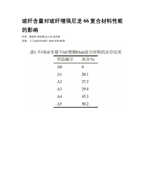 玻纤含量对玻纤增强尼龙66复合材料性能的影响