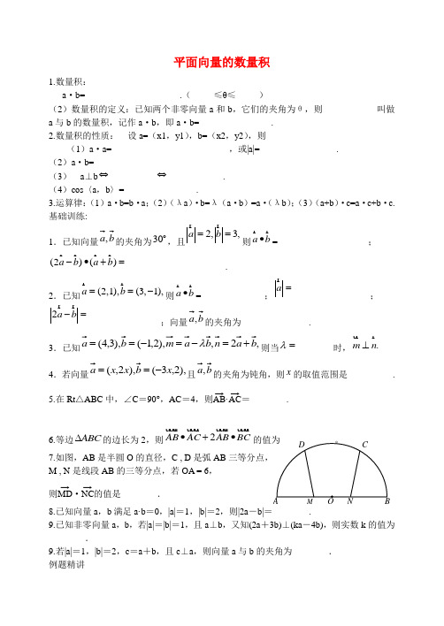 江苏省清江中学高三数学 26.平面向量的数量积专项训练 理