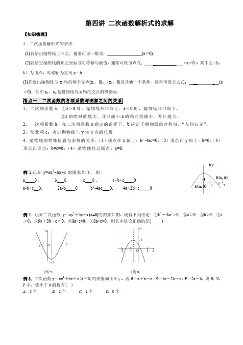 5、二次函数各系数之间的关系及解析式的求解