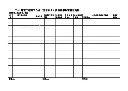 工程项目监理常用台账记录表格