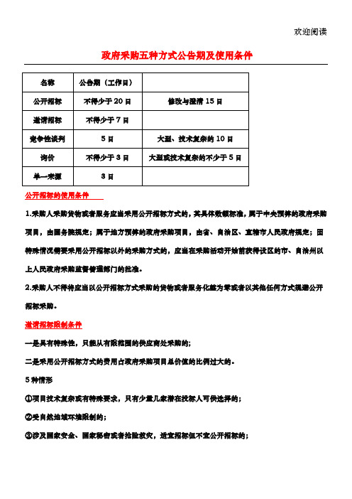 政府采购五种方式公告期