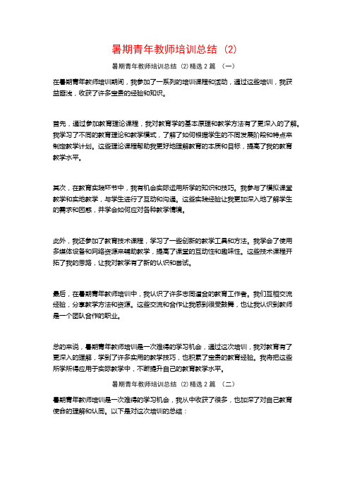 暑期青年教师培训总结2篇