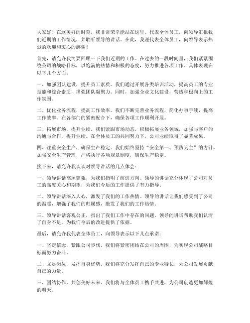 迎接领导讲话发言稿范文