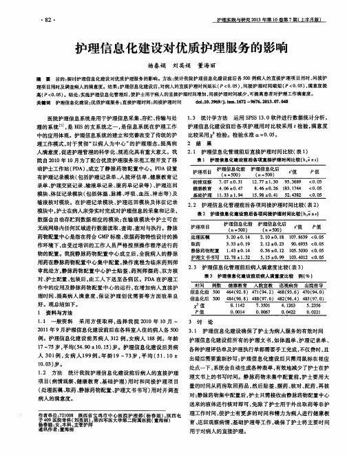 护理信息化建设对优质护理服务的影响