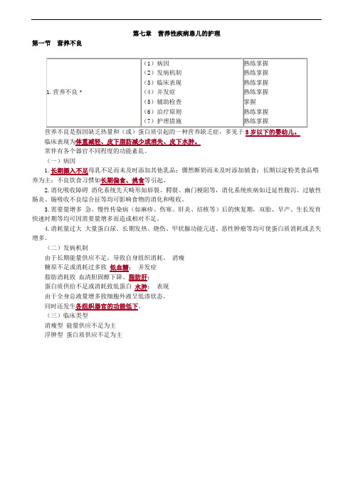 儿科护理学- 营养性疾病患儿的护理