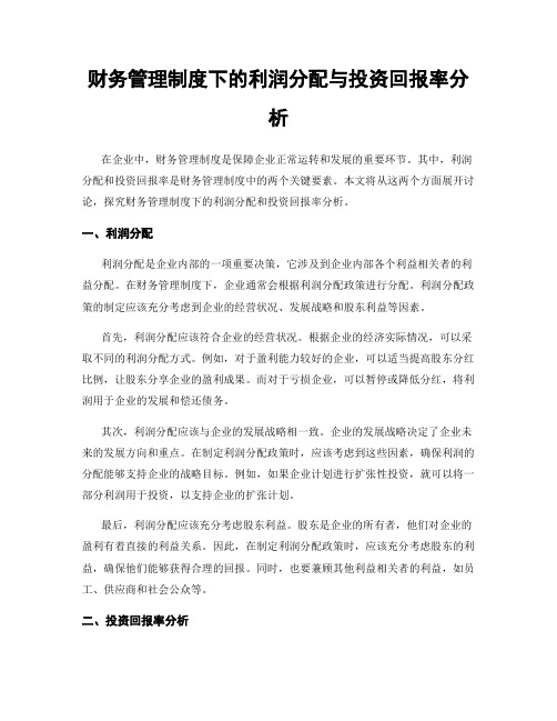 财务管理制度下的利润分配与投资回报率分析