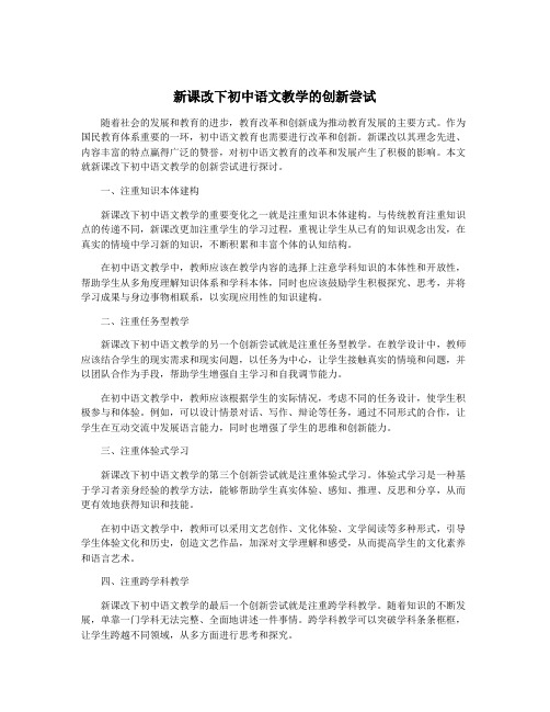 新课改下初中语文教学的创新尝试