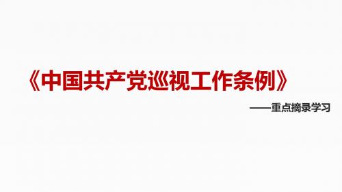 《中国共产党巡视工作条例》重点摘录学习