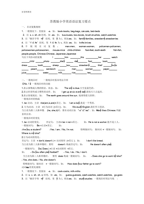 苏教版小学英语语法复习要点课件.doc