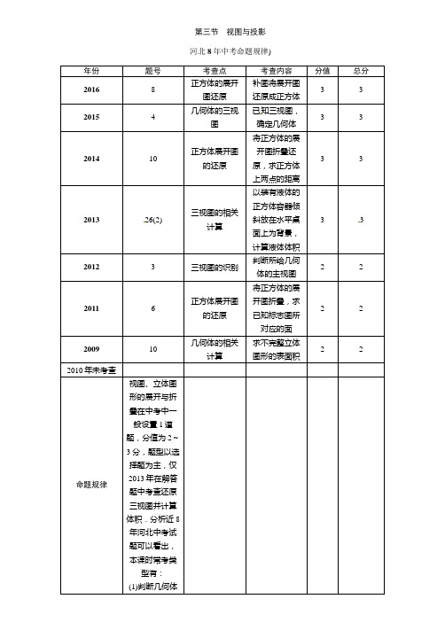 2017河北中考数学《6.3视图与投影》教材知识梳理