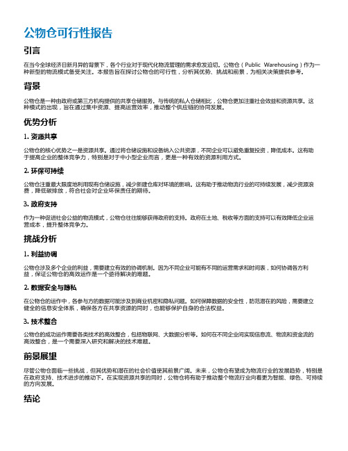 公物仓可行性报告