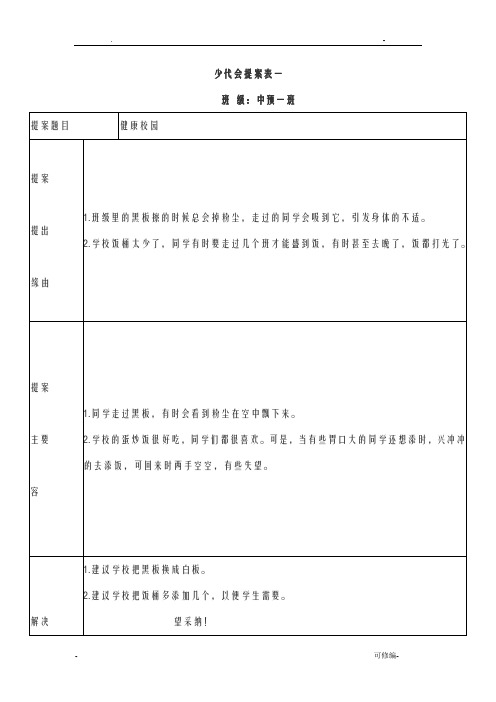 少代会提案表一