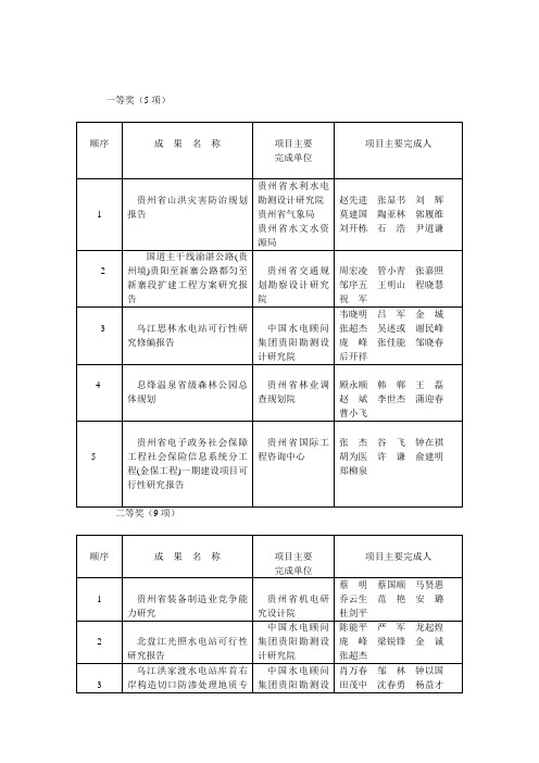 一等奖(5项)