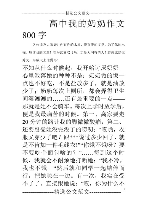 高中我的奶奶作文800字