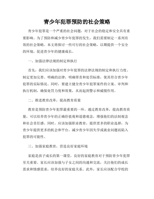 青少年犯罪预防的社会策略