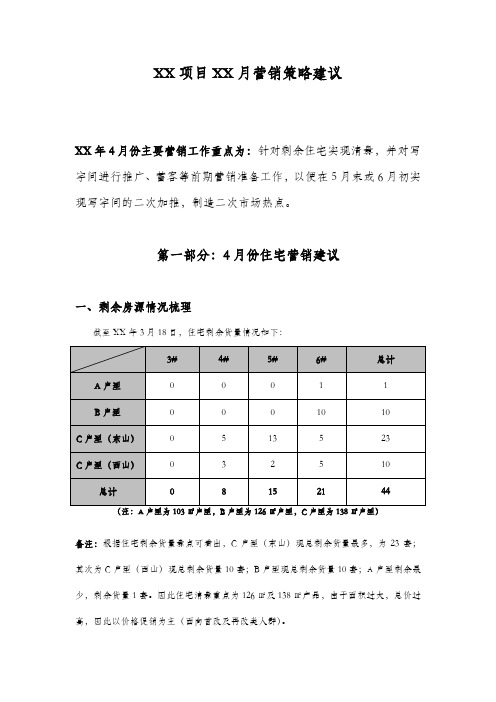 房地产项目月度营销策略模板