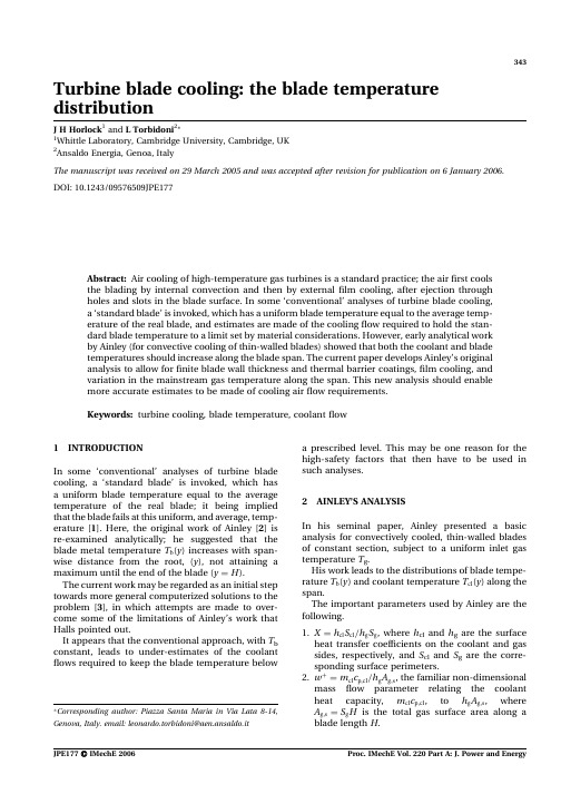 Turbine Blade Cooling： The Blade Temperature Distribution