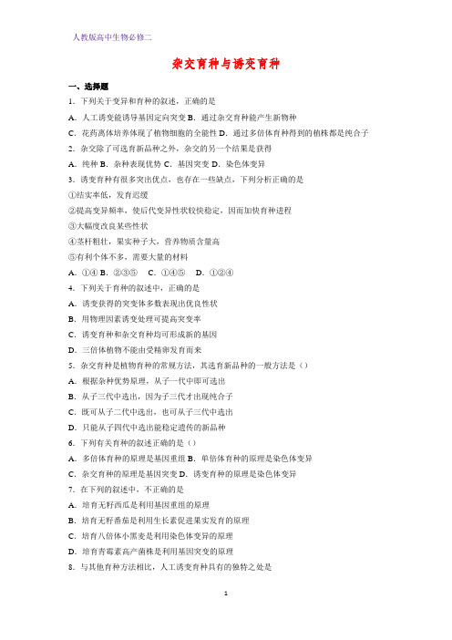 高中生物必修二课时作业29:6.1 杂交育种与诱变育种