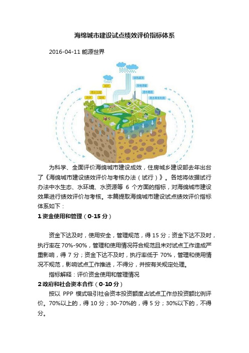 海绵城市建设试点绩效评价指标体系