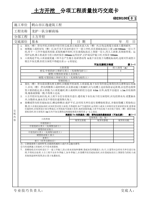 全套分项工程质量技术交底卡