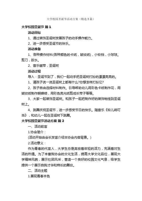 大学校园圣诞节活动方案（精选3篇）