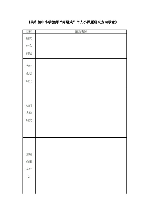 小课题研究手册 《共和镇中小学教师“问题式”个人小课题研究方向示意》 