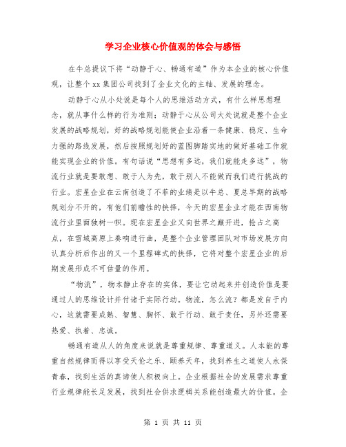 学习企业核心价值观的体会与感悟(多篇范文)