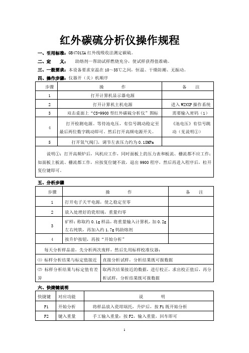 新红外碳硫分析仪操作规程