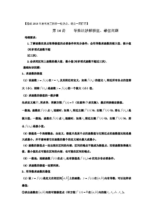 专题16 导数法妙解极值、最值问题-备战2018年高考高三