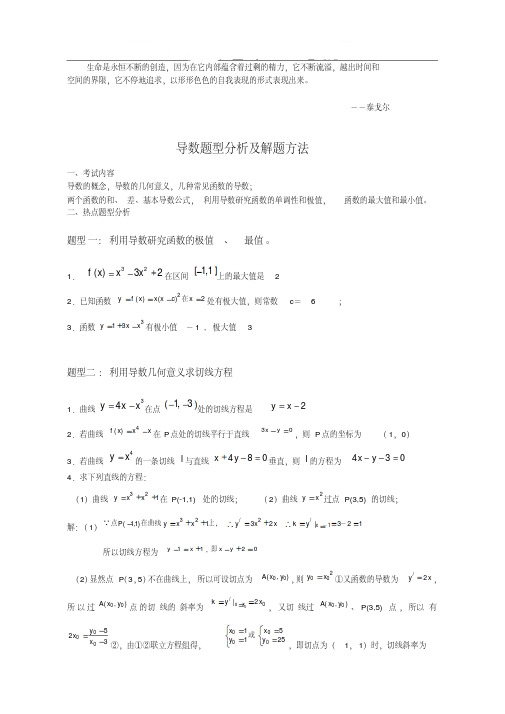 高中数学高考导数题型分析及解题方法(20190102180027)