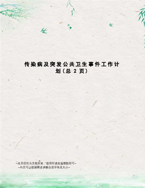 传染病及突发公共卫生事件工作计划