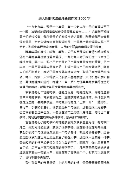 进入新时代改革开新篇作文1000字